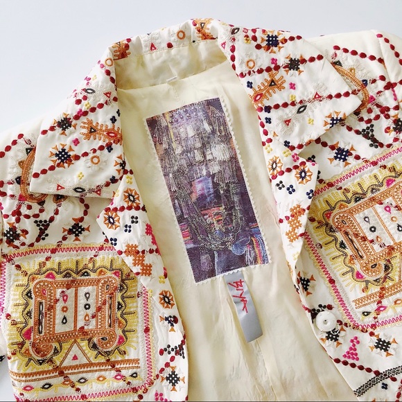 BIYA Johnny Was Embroidered Silk Coat Size M - Picture 8 of 8